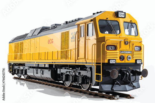 Yellow Freight Train on white background.