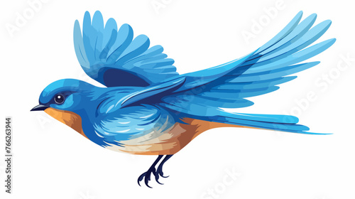 Blue bird on white background Flat vector © Megan