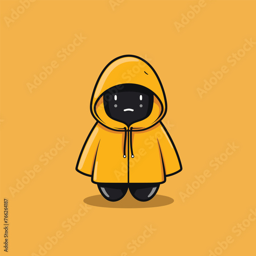 A minimalist character in a yellow hoodie stands against a matching backdrop