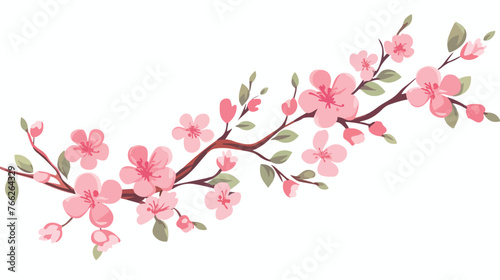 Branch with flowers illustration. Doodle style. Desig © Megan