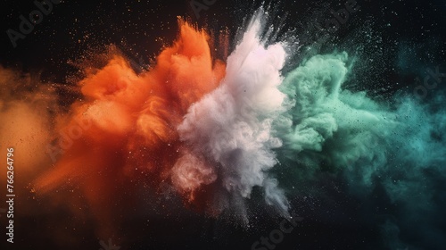 Colorful Smoke Cloud on Black Background