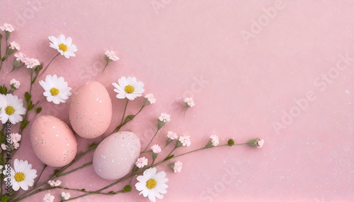 Wielkanoc, kartka wielkanocna, dekoracja, różowe tło, puste miejsce na tekst, życzenia © anettastar