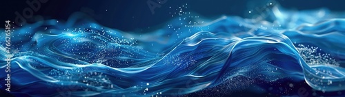 A blue abstract wave background,Abstract digital background. Space filled with polygons and dots. 3D wave. rendering.Abstract blue wave background, glowing lines texture