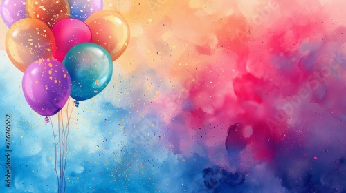 Colorful Balloons Drifting in the Sky
