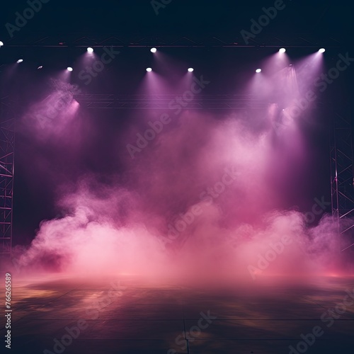 Smoky mustard pink purple Light Shapes in the Dark,on the empty stage