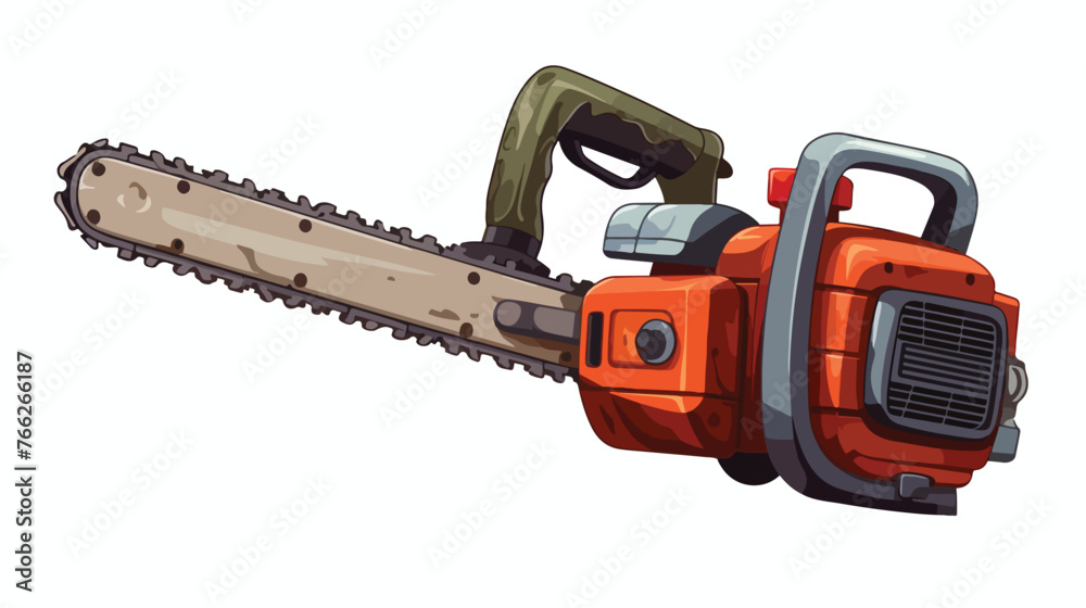 Chainsaw with reception bell Flat vector isolated on