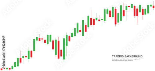 A chart of business candlesticks of investment trading on the stock market on a white background. A chart with green-red candlesticks. Bullish point, the trend of the chart. Vector EPS 10.