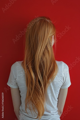Woman With Long Hair in Front of Painting