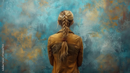Woman Examining Artwork in Gallery