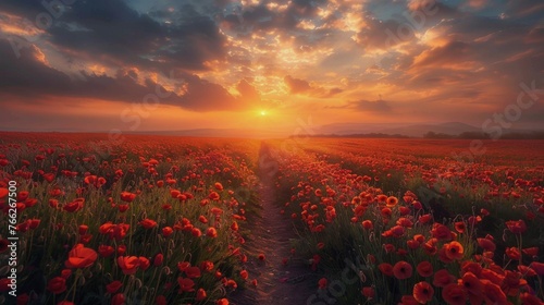 Path Through Field of Flowers