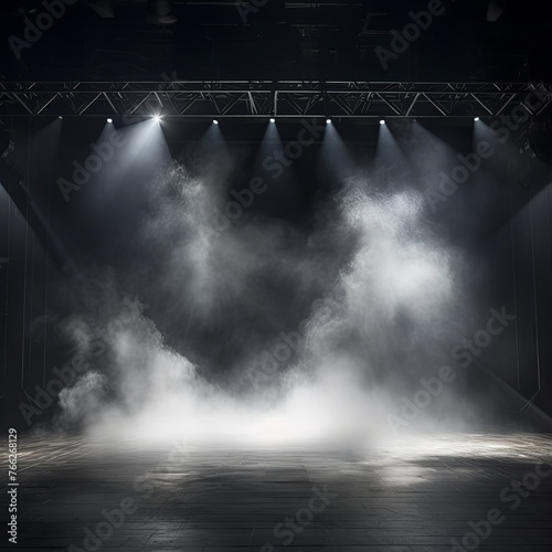Smoky silver pink purple Light Shapes in the Dark on the empty stage 