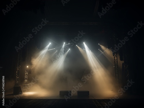 Smoky tan Light Shapes in the Dark,on the empty stage