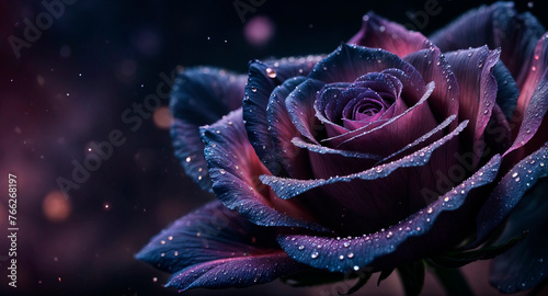 Fototapeta Naklejka Na Ścianę i Meble -  Beautiful black rose on a dark background