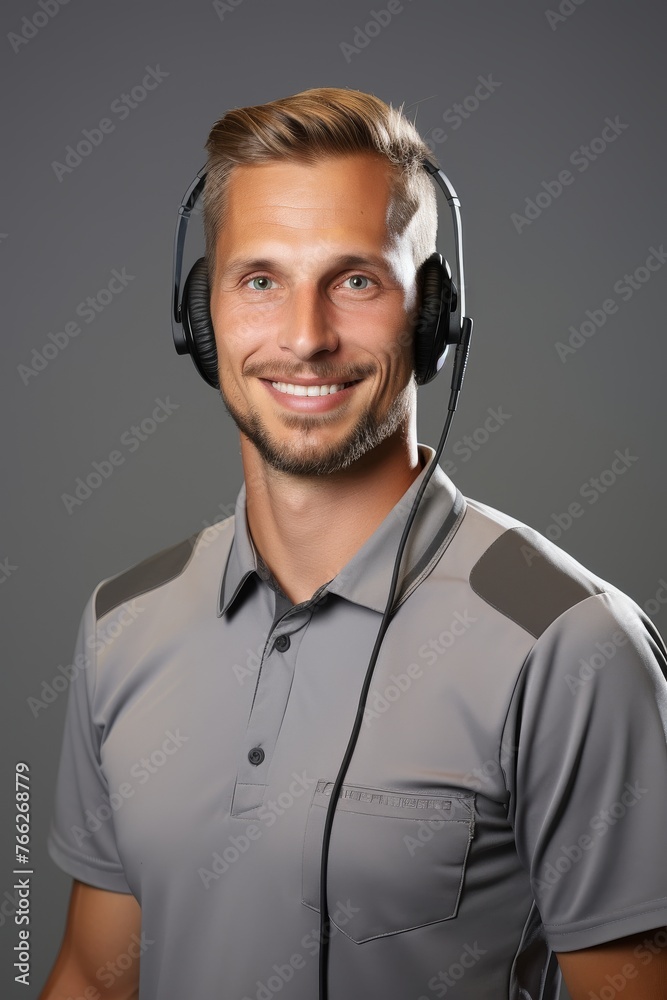 Smiling Man Wearing Headset Smiling Man Wearing Headset