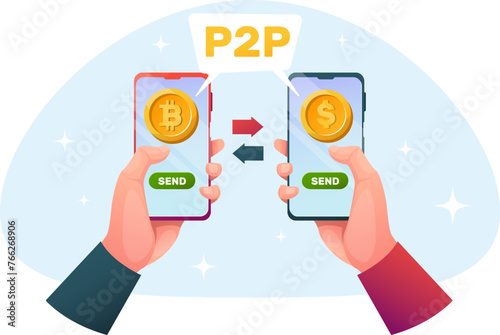  concept of exchanging cryptocurrency for money using an app on your phone