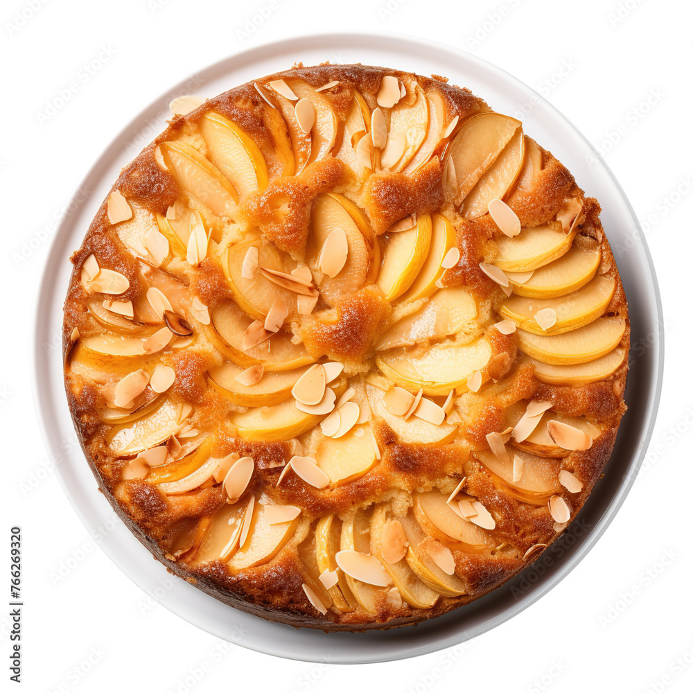 Dutch apple cake in a plate isolated on transparent background Remove png, Clipping Path, pen tool Dutch apple cake in a plate isolated on transparent background Remove png, Clipping Path, pen tool
