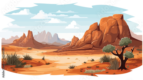 Desert fantasy scenery landscape .. Flat vector isolated