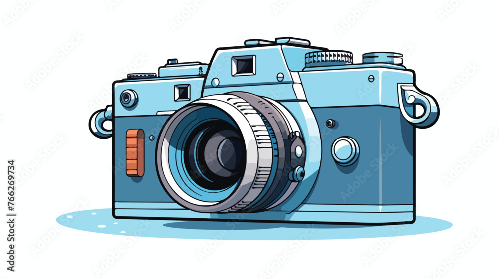 Digital camera design Flat vector isolated on white 