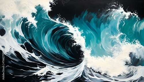 rough waves,abstract painting,art,荒々しい大波 抽象画 アート