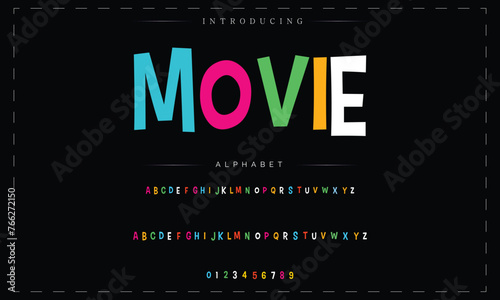 Funky, colorful cartoon font type. Vector alphabet