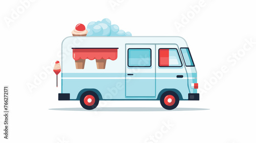 Flat design ice cream truck icon vector illustration