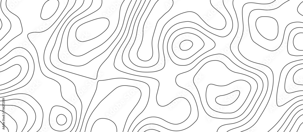 Abstract topographic map patterns, topography line map. The black on white contours  topography stylized height of the lines. cotour map and line terrain path. Linear graphics. Vector illustration.