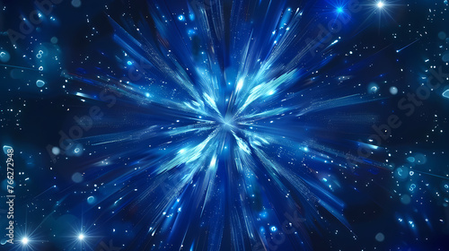 Abstract explosion illustration with glowing line particles