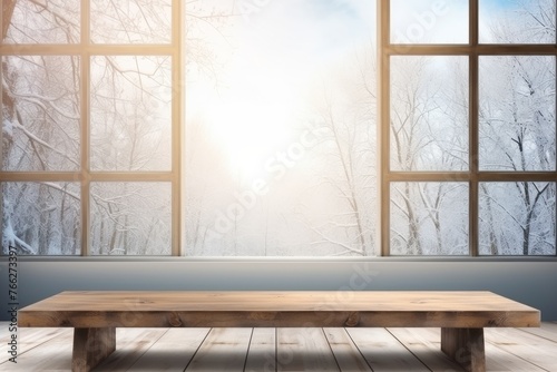 Wooden Bench in Front of Window