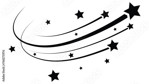 Set of Shooting stars icons. Star trail sign Vector Illustration.