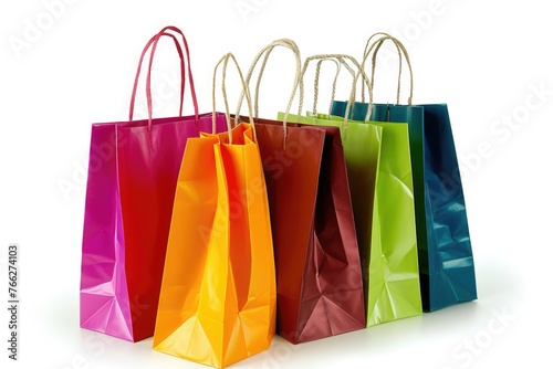 Colorful Shopping Bag Collection on White Background