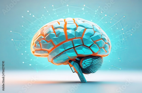 hi tech illustration of futuristic robotics brains shaped as human brains