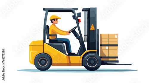 Icon of loaded fork lift truck Flat vector