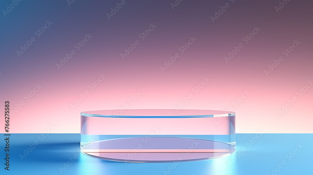 Mockup glass empty podium for product display Mockup glass empty podium for product display