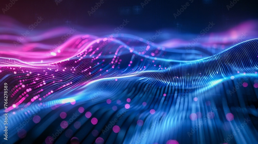 Abstract Digital Waves in Neon Lights. Generative ai Abstract Digital Waves in Neon Lights. Generative ai