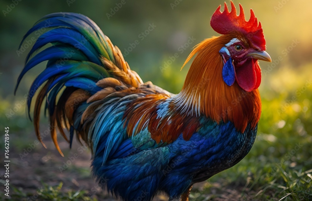 Beautiful rooster in the farm