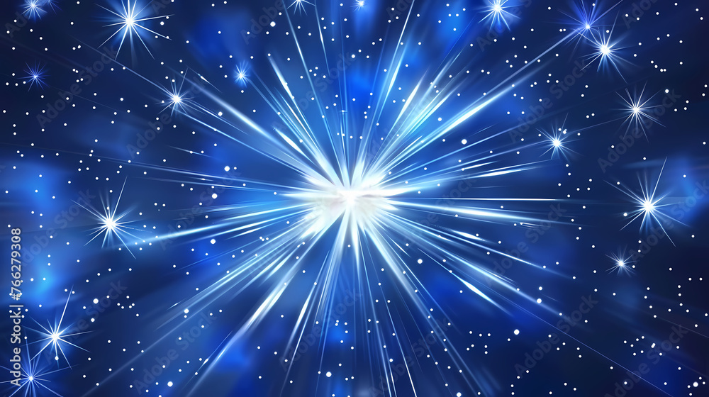 Fototapeta premium Abstract explosion illustration with glowing line particles
