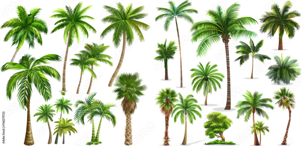 Tropical tree green leaves, beach palms and retro california greenery Tropical tree green leaves, beach palms and retro california greenery