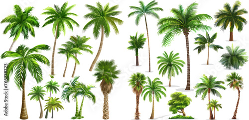 Tropical tree green leaves  beach palms and retro california greenery