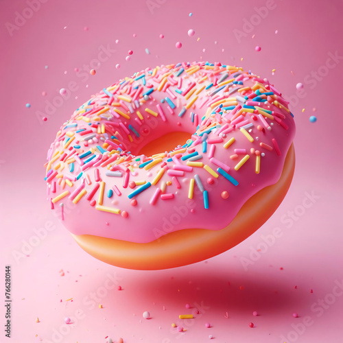 Sweet temptation. Colorful glazed donut delight on white background isolated. Dive into deliciousness. Tempting glazed doughnut closeup