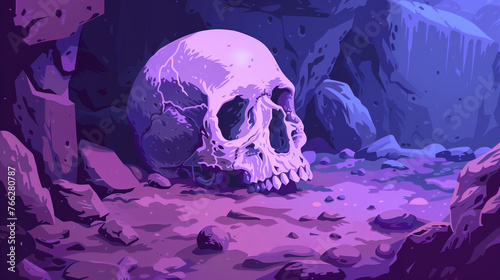 Minimalistic, vector art of human skull 