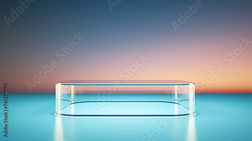3D rendering simple glass background product booth, podium, stage, product commercial photography background © xuan