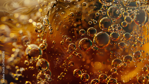 Golden abstract liquid with bubbling texture detail.