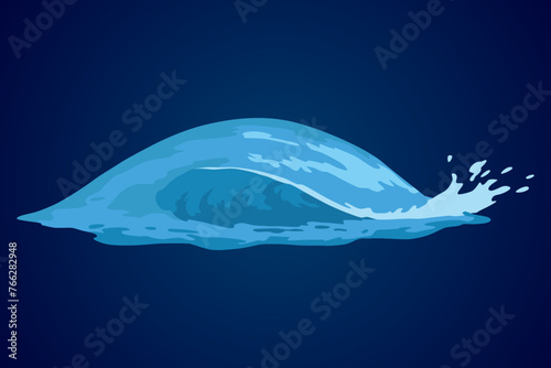 Animation water wave frame. Water splash for animation and visual effects. Sea or ocean wave with drops or splatters. Cartoon vector illustration