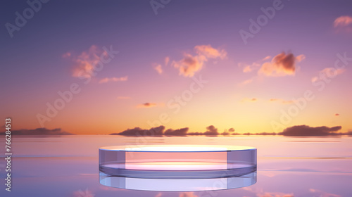 3D rendering simple glass background product booth, podium, stage, product commercial photography background © xuan