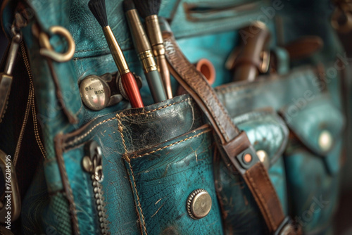 Necessary accessories coming out of a handbag purse © Zoraiz
