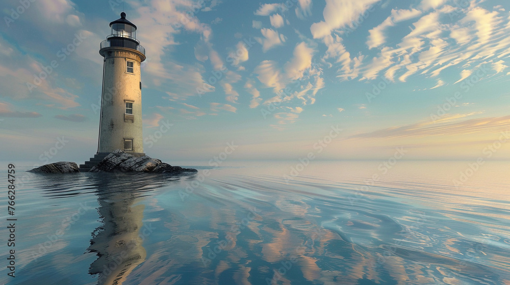 Solitary Lighthouses Amidst Expansive Ocean Views