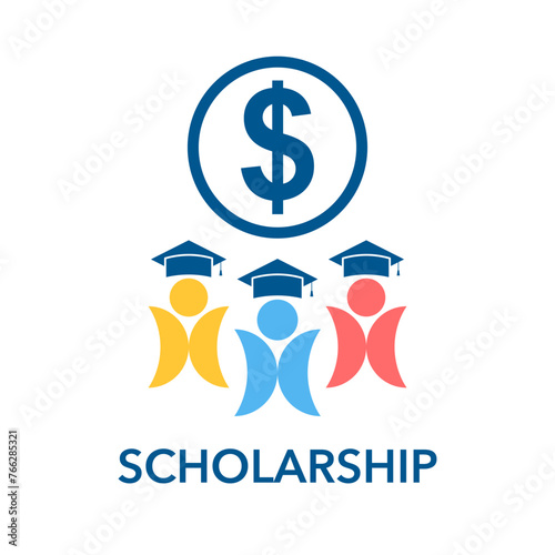 Tuition or scholarship logo in flat design. Education fee.