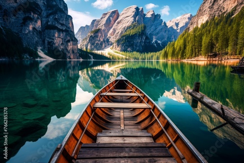 Canoe on a Mountain Lake © hekikuu