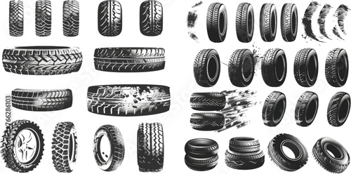 Motocross bike trail, vehicle track or auto race tires