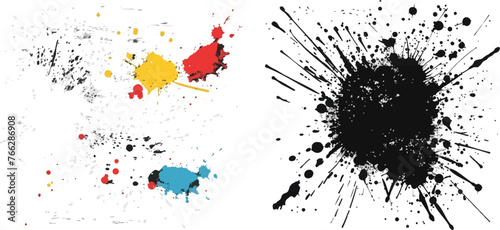 Colorful ink stains, abstract paints splashes and wet splats